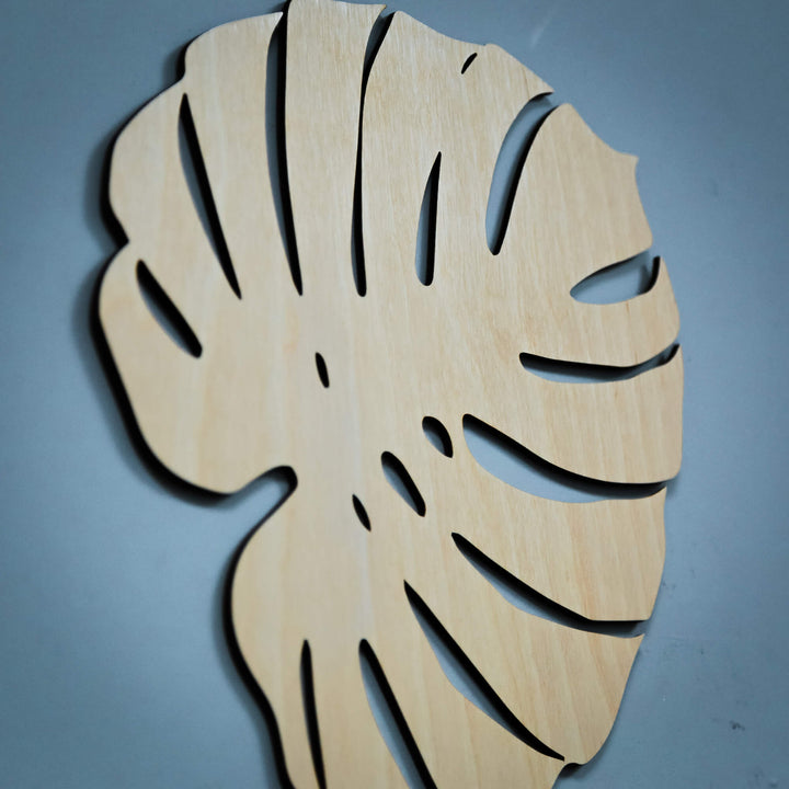 Close-Up of Wooden Monstera Leaf