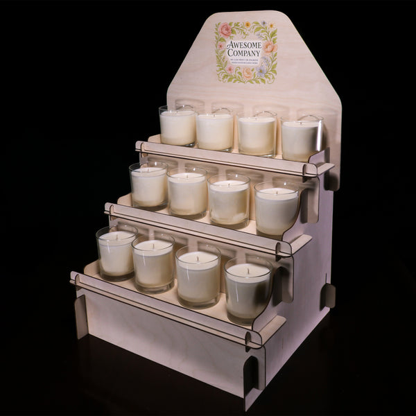 Display stand for soap on a black background