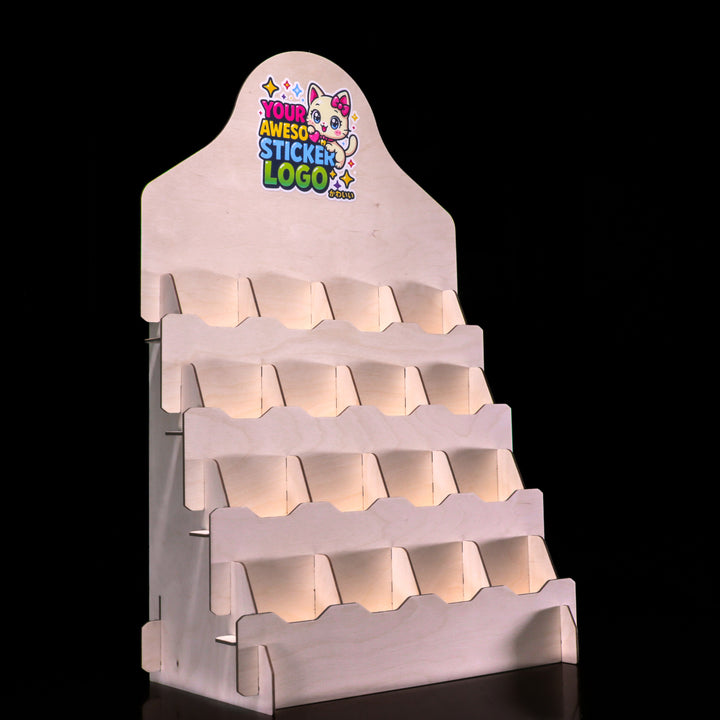 Word Sticker Rack 4-Tier Wooden Sticker Display Stand | Countertop Rack – CustomCraftUA