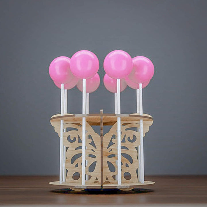 Butterfly cake pop holder with pink cake pops