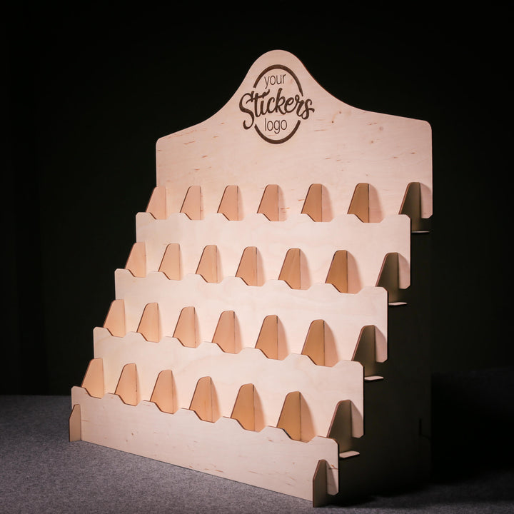 4-Tier Wooden Sticker Display Stand – Portable & Easy Assembly ...