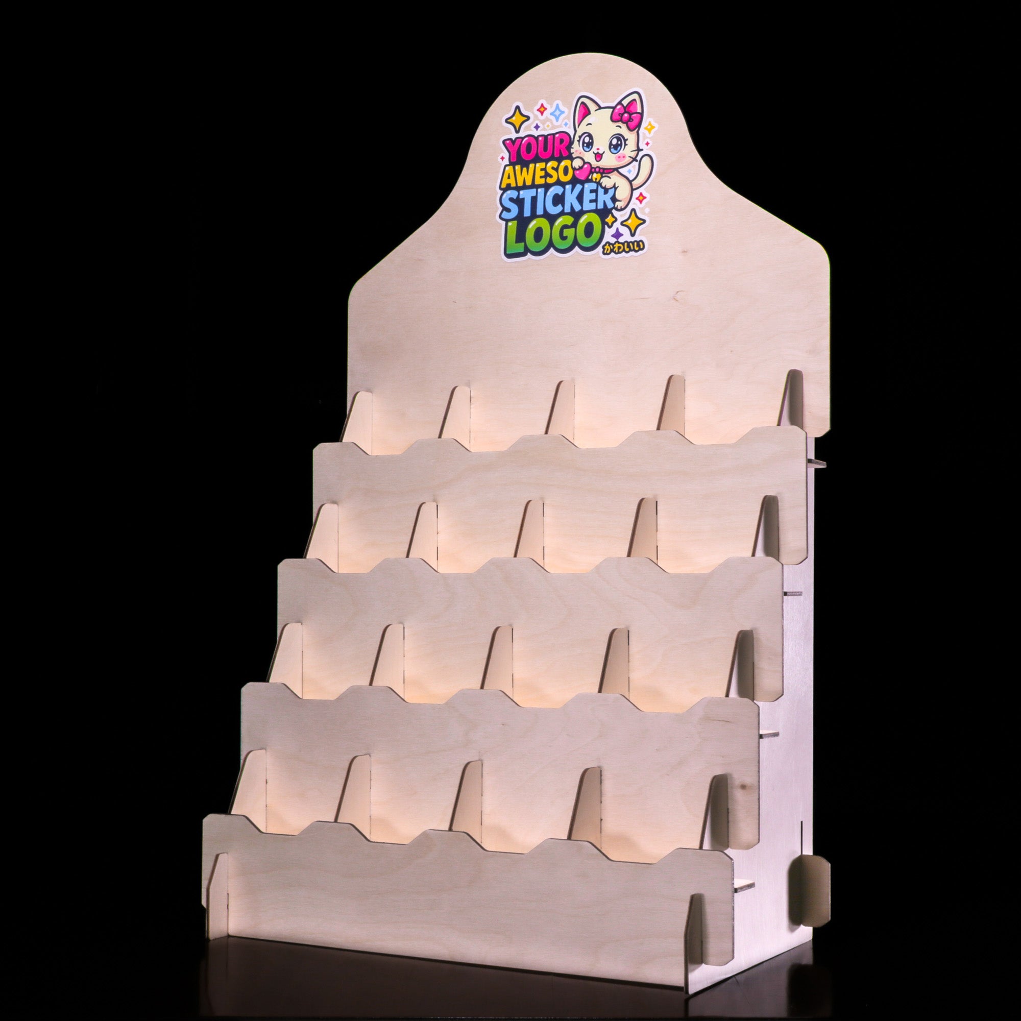 4-Tier Wooden Sticker Display Stand | Countertop Rack – CustomCraftUA
