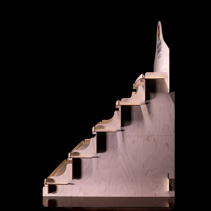 Wooden display stand side view