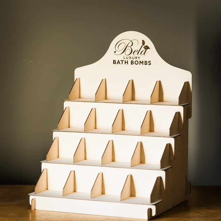 Empty 4-tier display stand for retail and markets