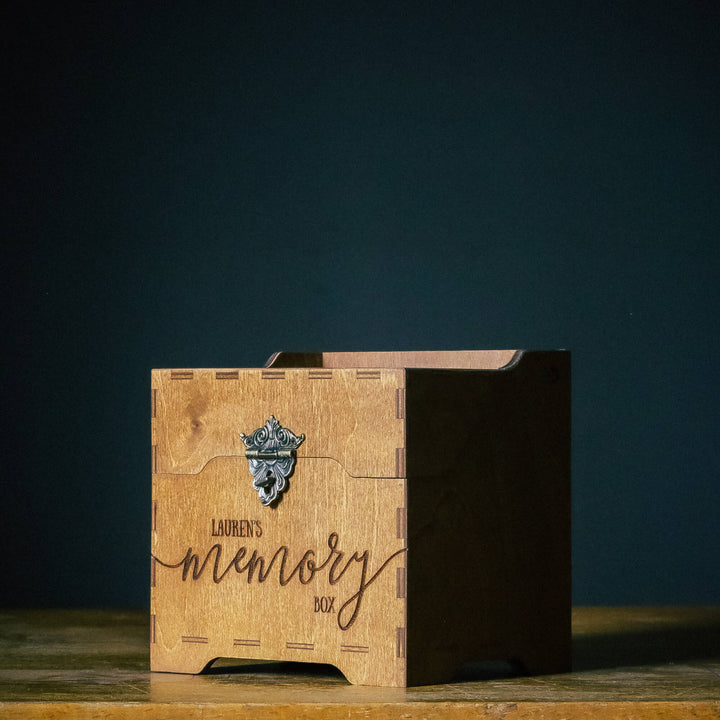 Empty wooden keepsake box ready for storage