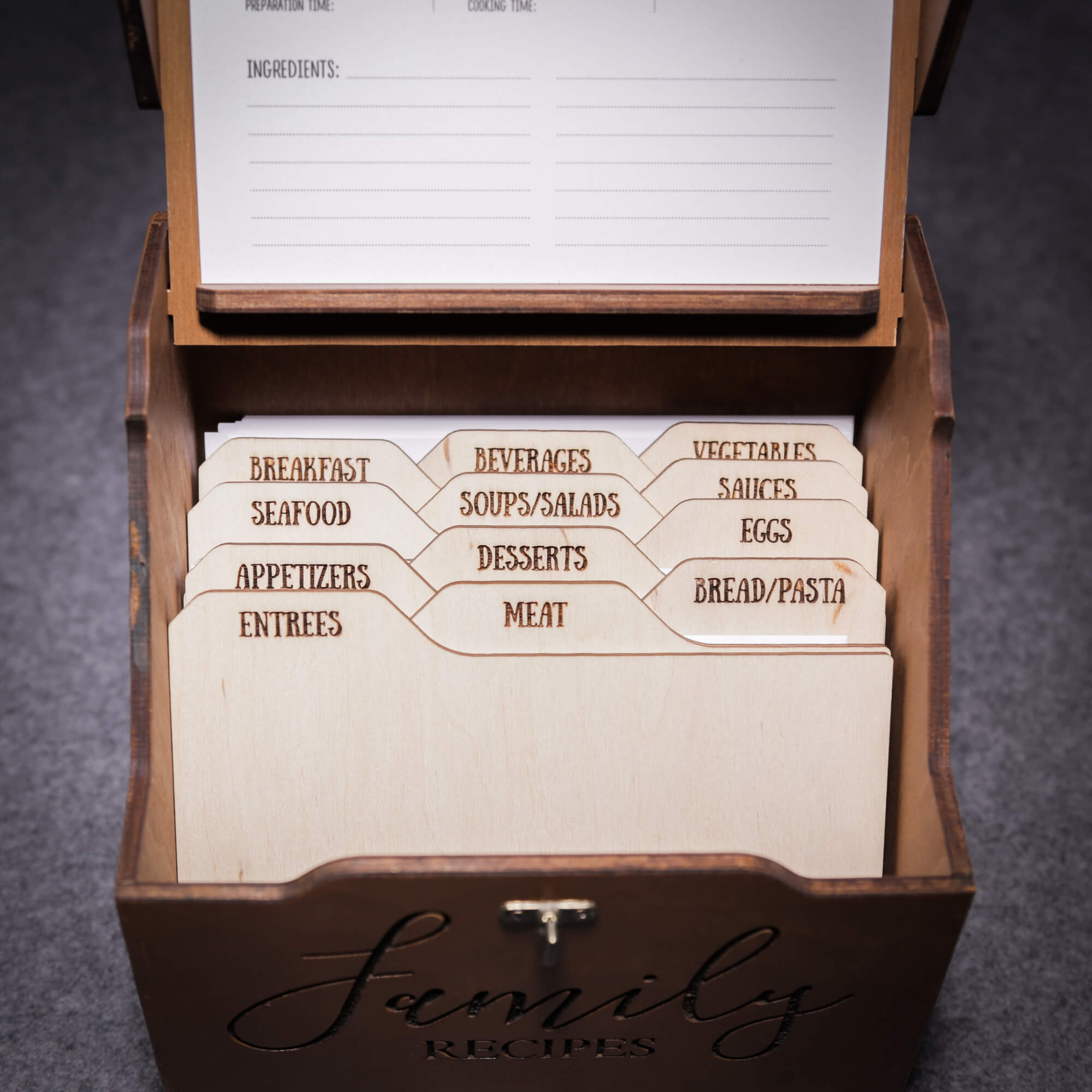 Recipe Card Box - Personalized Wooden Recipe Box with Cards – CustomCraftUA