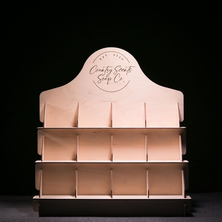 Front view of 3-Tier Wooden Counter Display Stand