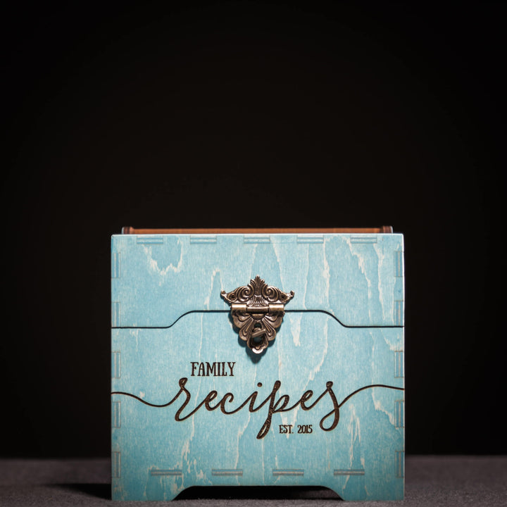 Handcrafted wooden recipe box for 5x7 cards