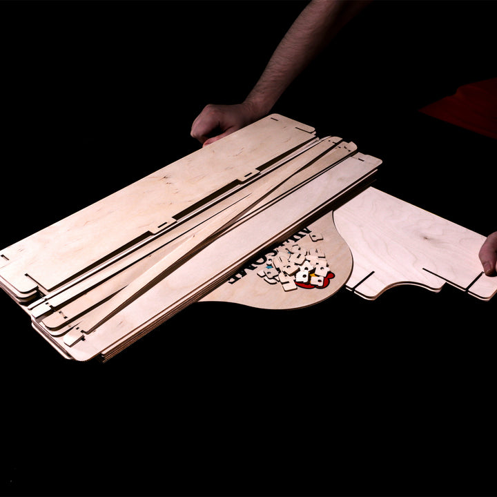 Collapsible wooden display shelf