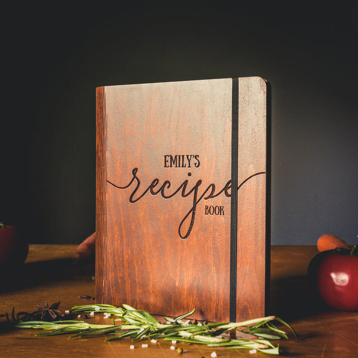 personalised wooden recipe book binder