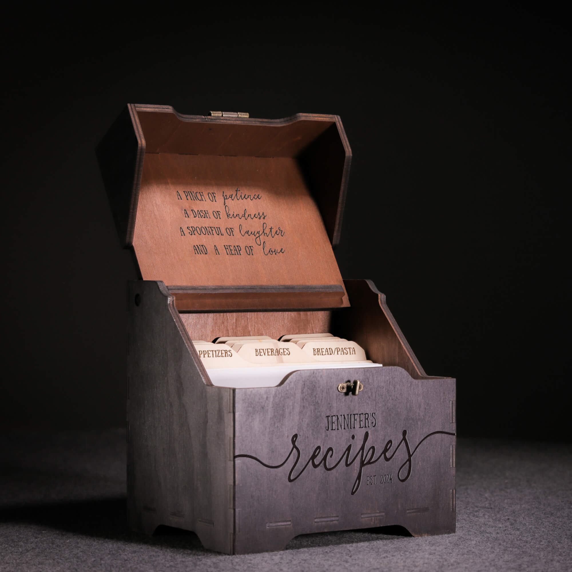 Personalized Wooden Recipe Box - Custom Recipe Card Box – CustomCraftUA