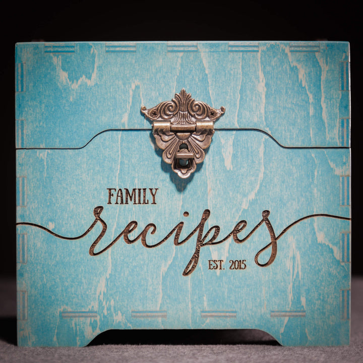 Recipe box with vintage-style metal latch