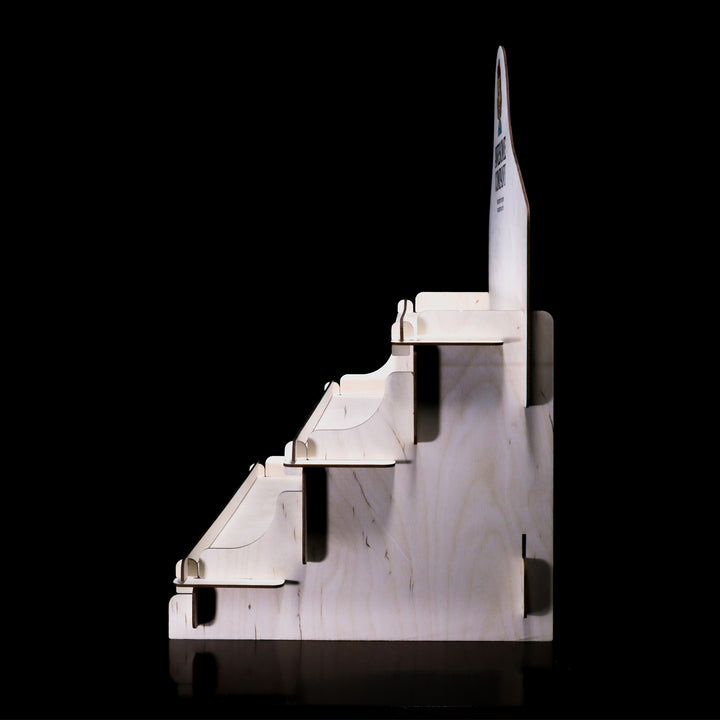 side view of vendor display stand