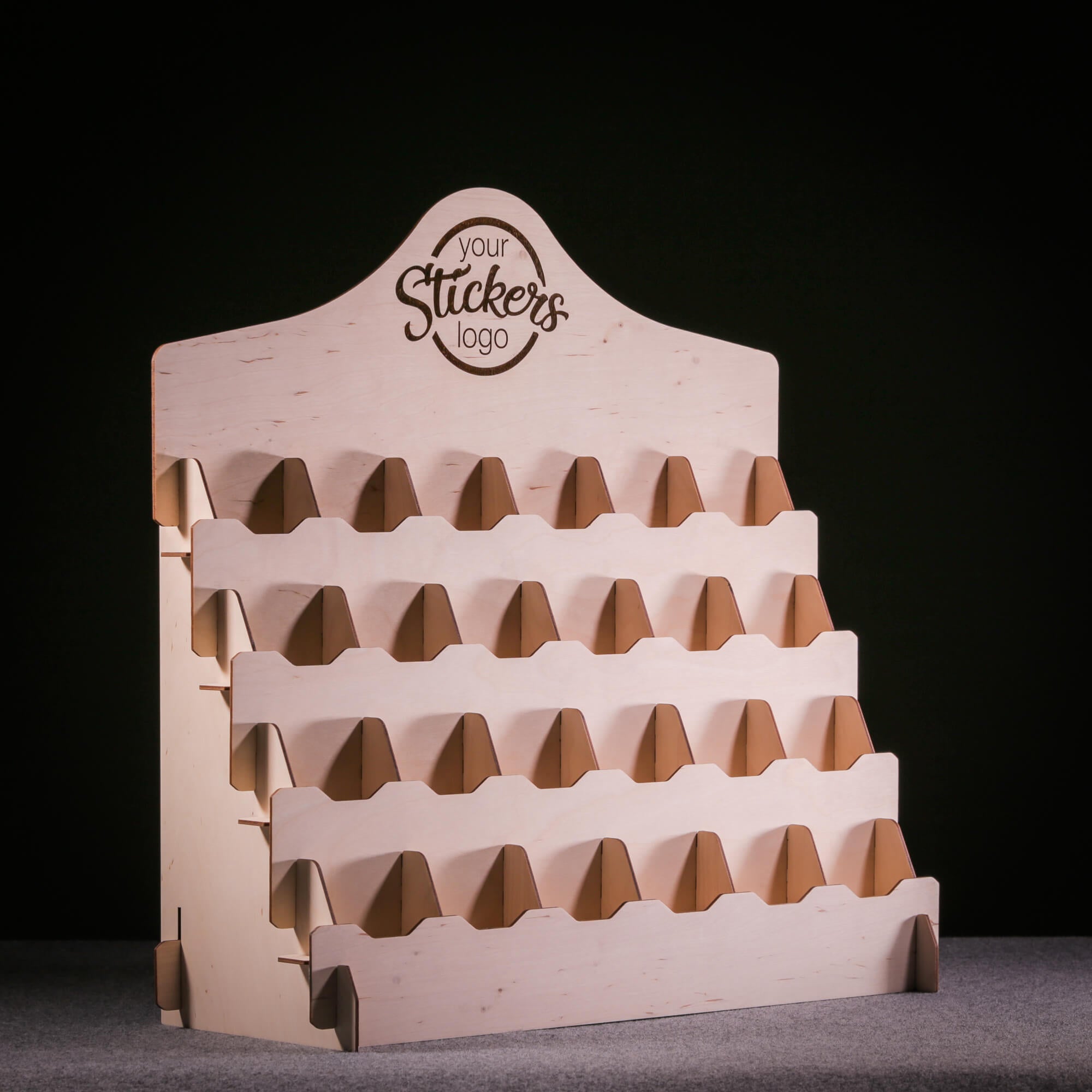 4-Tier Wooden Sticker Display Stand – Portable & Easy Assembly ...