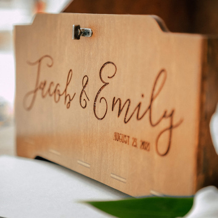 Wedding card holder with laser engraving
