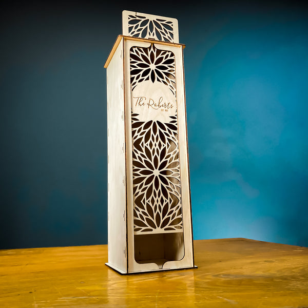 Wooden Wine Box with Ornament