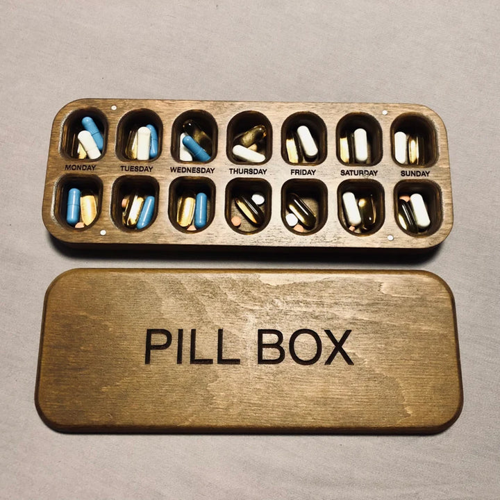wooden pill box