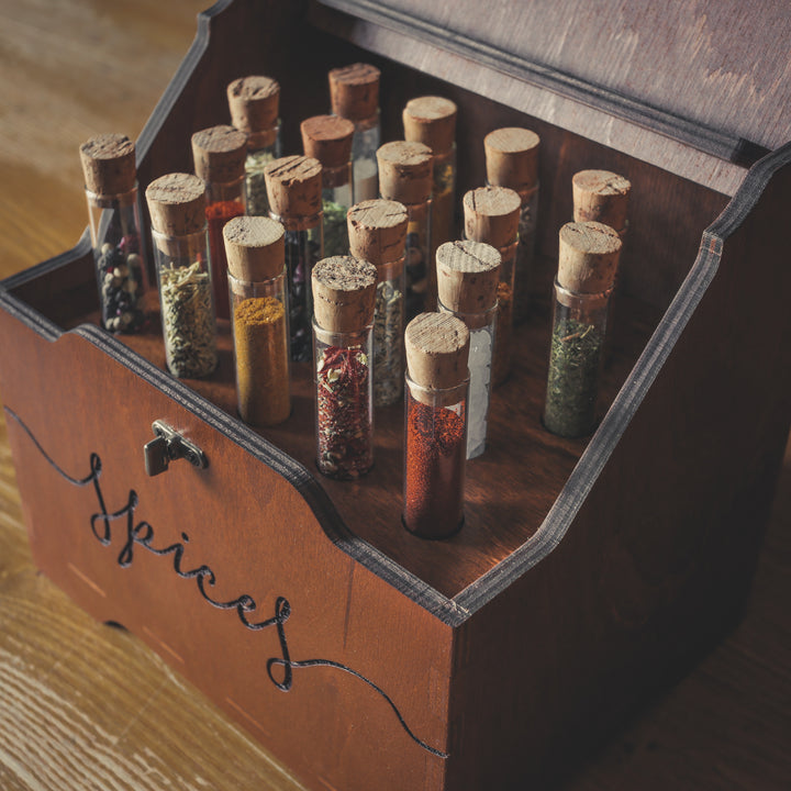 Custom Wooden Spice Box with Test Tubes - Unique Kitchen Gift ...