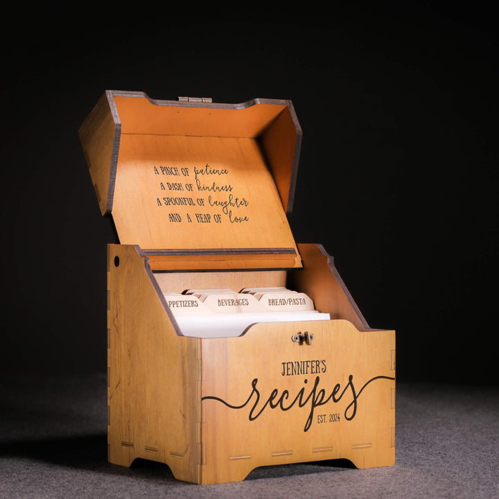 Personalized Wooden Recipe Box - Custom Recipe Card Box – CustomCraftUA